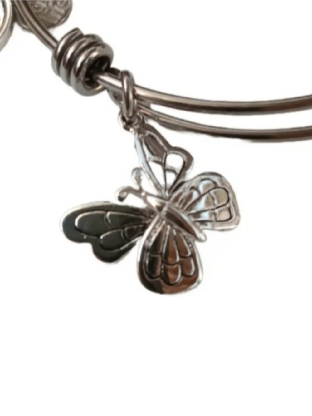 Love This Life Butterfly Charm Bangle Bracelet | EUC | Stainless Steel
